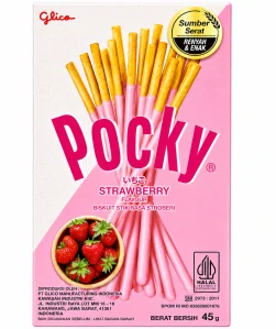 Glico Pocky Strawberry Sušenkové tyčinky s jahodovou polevou 45 g