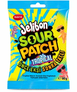 JELLYBON SOUR PATCH TROPICAL – Želé s příchutí tropického ovoce a kyselou vrstvou 80 g