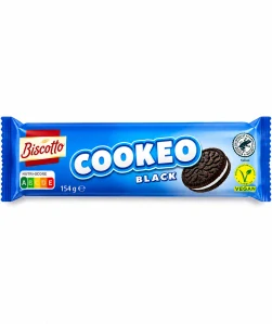 Biscotto Cookeo Black kakaové sušenky s krémovou náplní s vanilkovou příchutí 154 g