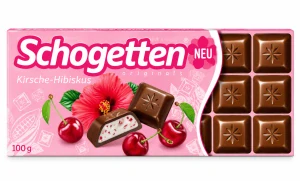 Schogetten Mléčná čokoláda s jogurtovou náplní, višněmi a ibiškem 100 g