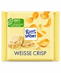Ritter Sport Weisse Crisp – bílá čokoláda s kukuřičnými a rýžovými lupínky 100 g