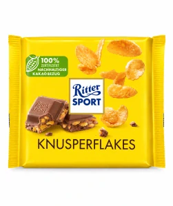 Ritter Sport Knusperflakes – mléčná čokoláda s kukuřičnými lupínky 100 g