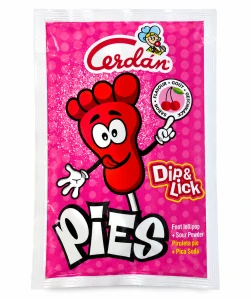 Cerdán Pies Dip & Lick Cherry – Lízátko s práskacím práškem s třešňovou příchutí 20 g