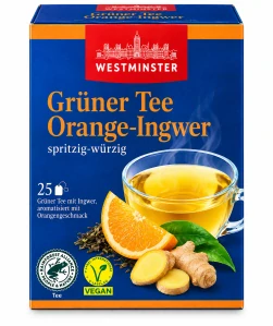 Westminster Zelený čaj Pomeranč-Zázvor 43,75 g (25 nálevových sáčků)