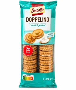 Biscotto Doppelino – Křupavé sušenky s kokosovou příchutí 500 g (2 x 250 g)