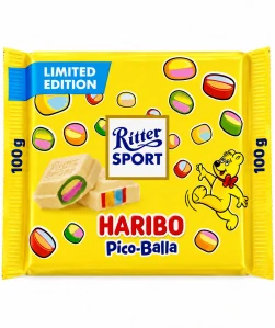 Ritter Sport Bílá čokoláda s želé Haribo Pico-Balla – Limitovaná edice (100 g)