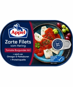 Appel Jemné filety ze sledě v rajčatovo-vinné omáčce po burgundsku 200g