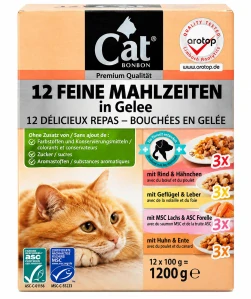 Cat Bonbon Kompletní krmivo pro dospělé kočky – 12 lahůdkových porcí v želé 1200 g