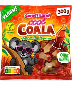 SweetLand Cool Coala - Veganské ovocné želé bonbóny s příchutí koly 300 g