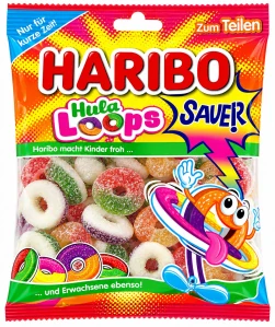 HARIBO Hula Loops Sauer - Kyselé ovocné želé s pěnovou cukrovinkou 175 g