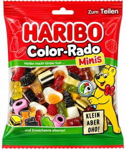 HARIBO Color-Rado Minis - Směs ovocného želé a lékořicového konfektu v mini provedení (160 g)