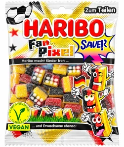 HARIBO Fan Pixel Sauer - Kyselé ovocné želé s konfektovou náplní 160 g