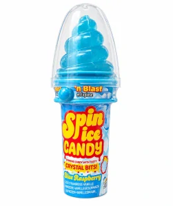 DOK Spin Ice Candy - Lízátko v kornoutu s příchutí modré maliny/borůvky a vanilky a dražovanými bonbóny 24 g