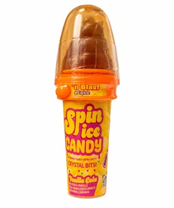 DOK Spin Ice Candy - Lízátko v kornoutu s příchutí koly a vanilky a dražovanými bonbóny 24 g