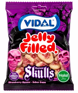 Vidal Jelly Filled Skulls Želé plněné lebky s jahodovou příchutí 90 g
