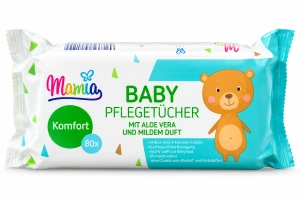 Mamia Baby Pflegetücher Komfort – Dětské vlhčené ubrousky s Aloe Vera a heřmánkem (80 ks)