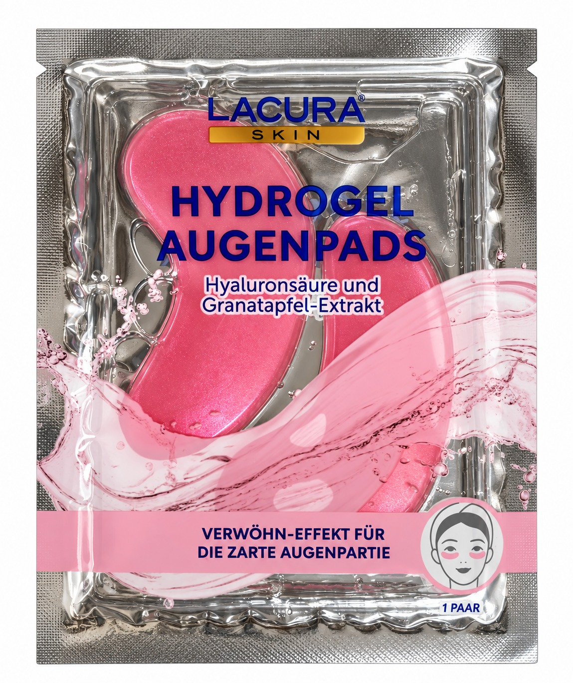 Lacura Skin Hydrogelové polštářky pod oči s kyselinou hyaluronovou a extraktem z granátového jablka (1 pár)