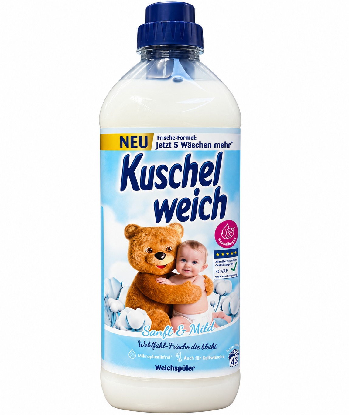 Kuschelweich Sanft & Mild koncentrovaná aviváž pro citlivou pokožku 1 l / 43 dávek 
