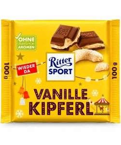Ritter Sport Vanille Kipferl mléčná čokoláda s mandlovou náplní a vanilkovými rohlíčky 100 g