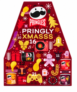 Pringles Pringly Xmasss Adventní kalendář solených bramborových a kukuřičných lupínků (990 g) 70cm